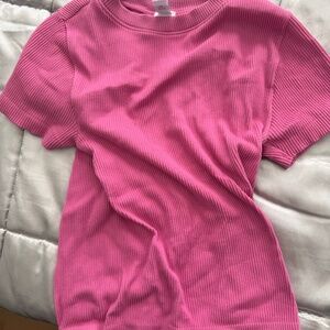 Pink Seamless Ribbed Short Sleeve Top | Old Navy | Size L